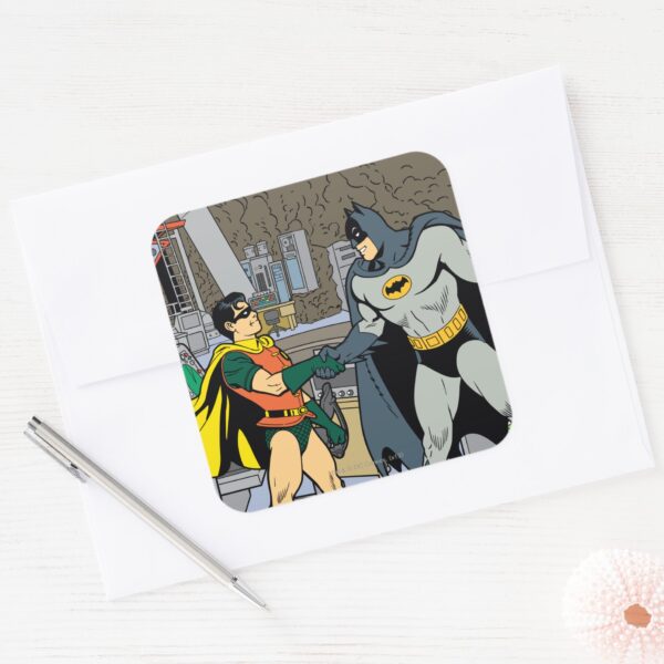 Robin_And_Batman_Handshake_Square_Sticker_3 Robin And Batman Handshake Square Sticker