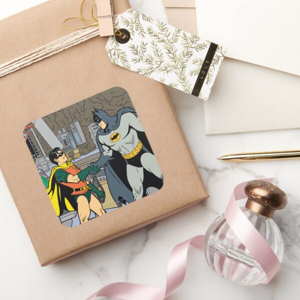 Robin_And_Batman_Handshake_Square_Sticker_5 Robin And Batman Handshake Square Sticker