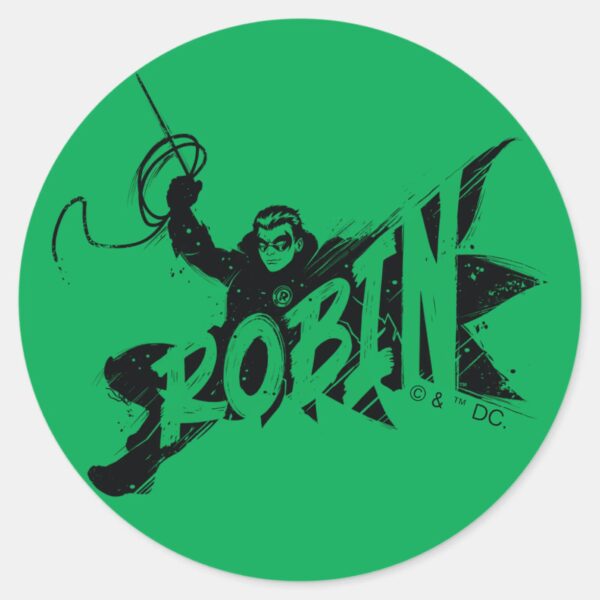 Robin Ink Brush Name Classic Round Sticker