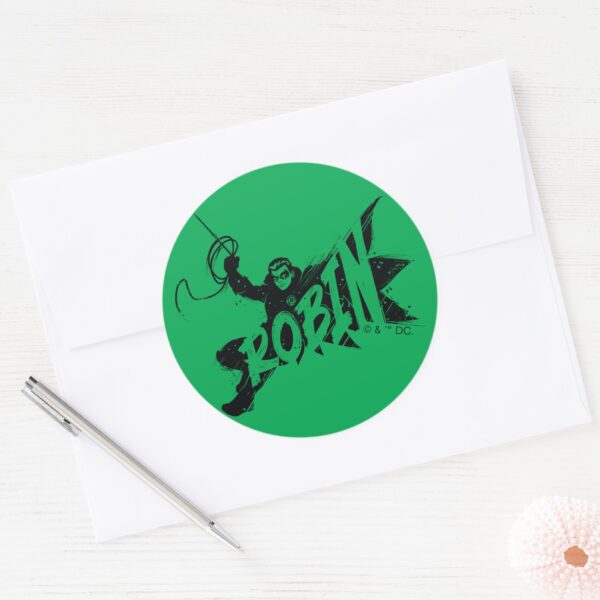 Robin Ink Brush Name Classic Round Sticker