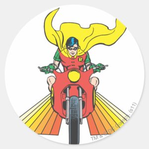 Robin Rides 2 2 Classic Round Sticker
