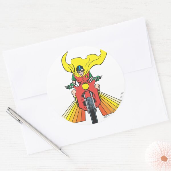 Robin_Rides_2_2_Classic_Round_Sticker_3 Robin Rides 2 2 Classic Round Sticker