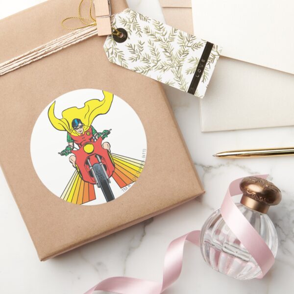 Robin_Rides_2_2_Classic_Round_Sticker_5 Robin Rides 2 2 Classic Round Sticker