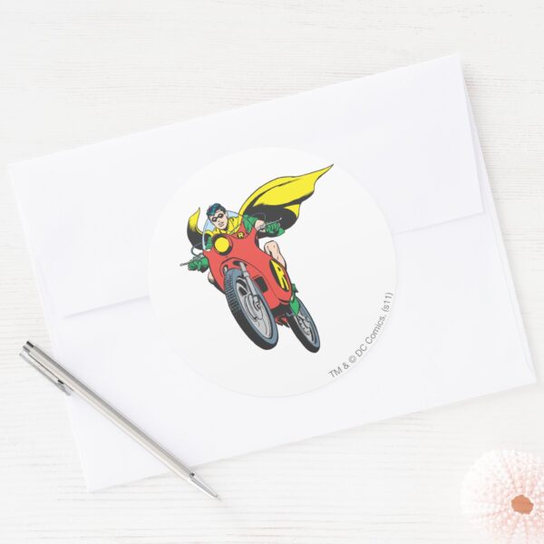 Robin_Rides_2_Classic_Round_Sticker_3 Robin Rides 2 Classic Round Sticker