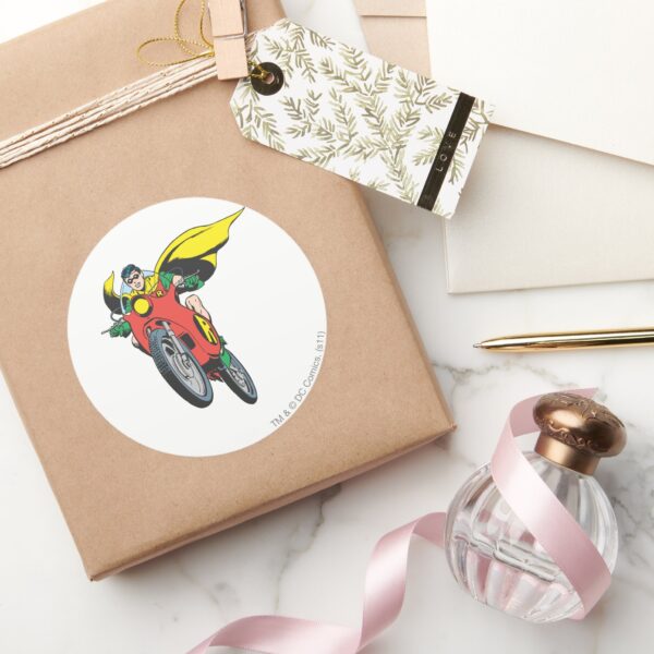 Robin_Rides_2_Classic_Round_Sticker_5 Robin Rides 2 Classic Round Sticker