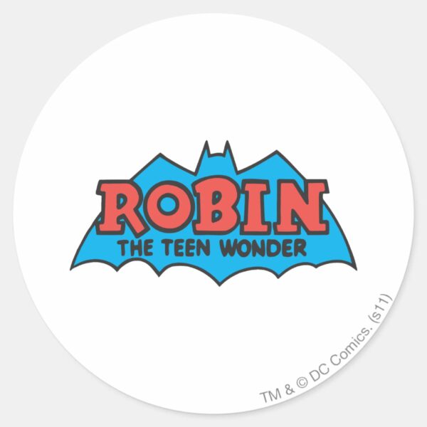 Robin_The_Teen_Wonder_Logo_Classic_Round_Sticker_1 Robin The Teen Wonder Logo Classic Round Sticker
