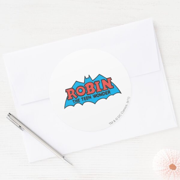 Robin_The_Teen_Wonder_Logo_Classic_Round_Sticker_3 Robin The Teen Wonder Logo Classic Round Sticker