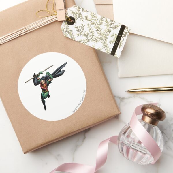 Robin_with_Staff_-_Leaps_Classic_Round_Sticker_5 Robin With Staff Leaps Classic Round Sticker