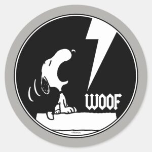 Rock_Tees___Snoopy_Howling_Classic_Round_Sticker_1 Rock Tees Snoopy Howling Classic Round Sticker