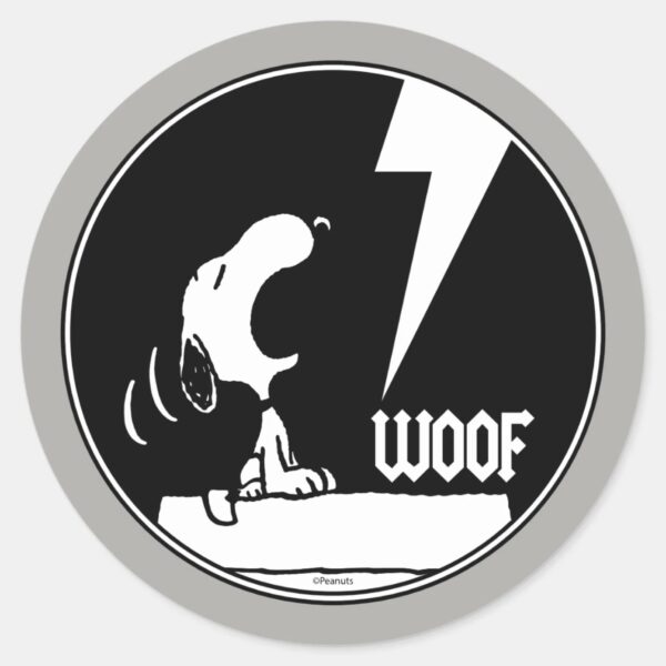 Rock_Tees___Snoopy_Howling_Classic_Round_Sticker_1 Rock Tees Snoopy Howling Classic Round Sticker