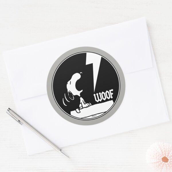 Rock_Tees___Snoopy_Howling_Classic_Round_Sticker_3 Rock Tees Snoopy Howling Classic Round Sticker