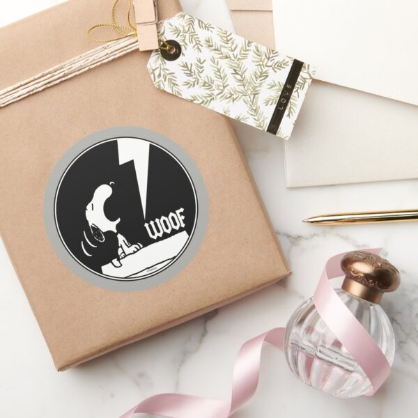 Rock_Tees___Snoopy_Howling_Classic_Round_Sticker_5 Rock Tees Snoopy Howling Classic Round Sticker