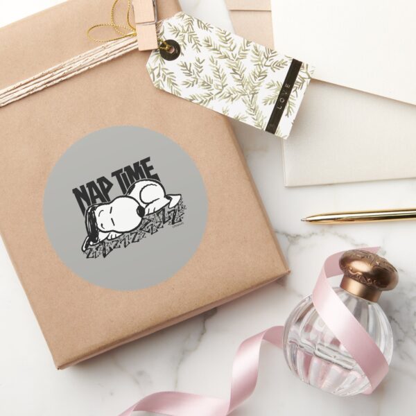 Rock_Tees___Snoopy_Nap_Time_Classic_Round_Sticker_4 Rock Tees Snoopy Nap Time Classic Round Sticker