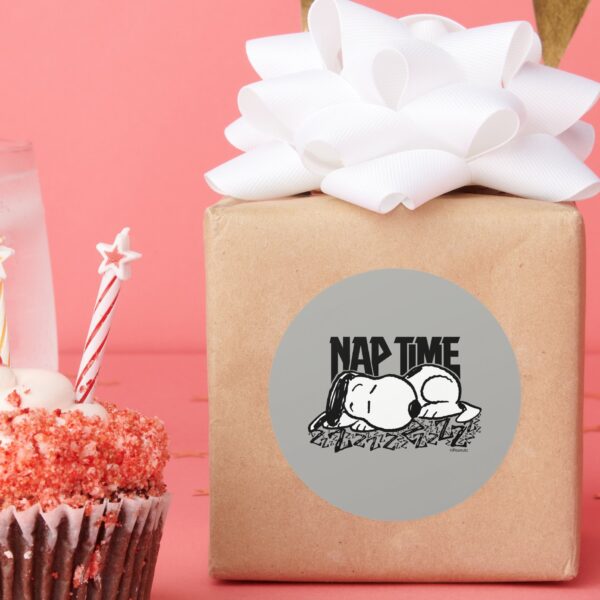 Rock_Tees___Snoopy_Nap_Time_Classic_Round_Sticker_6 Rock Tees Snoopy Nap Time Classic Round Sticker