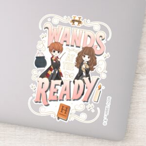 Ron Hermione Wands At The Ready Sticker