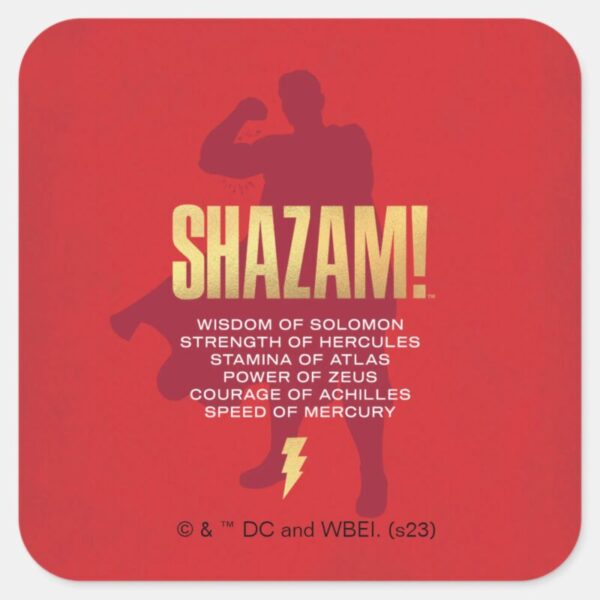 SHAZAM!_Fury_of_the_Gods___Flexing_Silhouette_Square_Sticker_1 SHAZAM Fury Of The Gods Flexing Silhouette Square Sticker