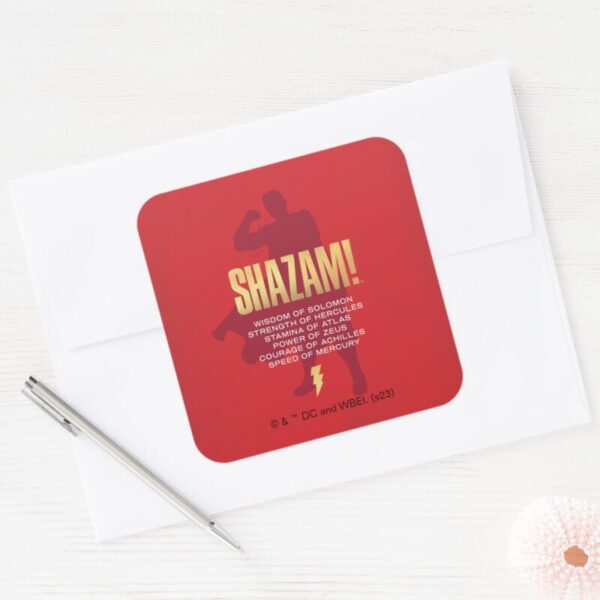 SHAZAM!_Fury_of_the_Gods___Flexing_Silhouette_Square_Sticker_3 SHAZAM Fury Of The Gods Flexing Silhouette Square Sticker