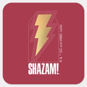 SHAZAM Fury Of The Gods Lightning Bolt Badge Square Sticker