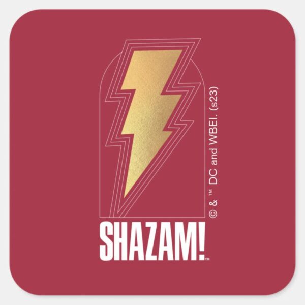 SHAZAM!_Fury_of_the_Gods___Lightning_Bolt_Badge_Square_Sticker_1 SHAZAM Fury Of The Gods Lightning Bolt Badge Square Sticker
