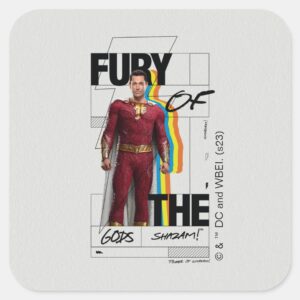 SHAZAM Fury Of The Gods Retro Album Style Art Square Sticker