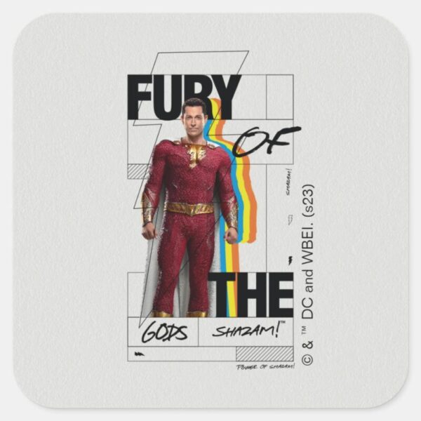 SHAZAM Fury Of The Gods Retro Album Style Art Square Sticker
