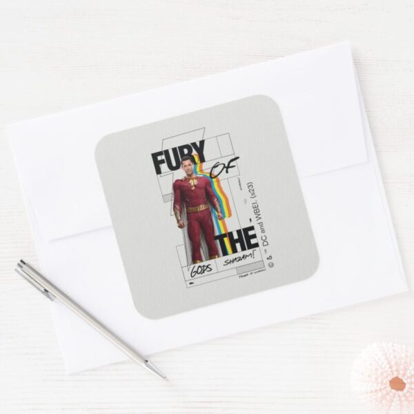 SHAZAM Fury Of The Gods Retro Album Style Art Square Sticker