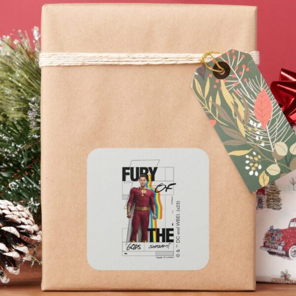 SHAZAM Fury Of The Gods Retro Album Style Art Square Sticker