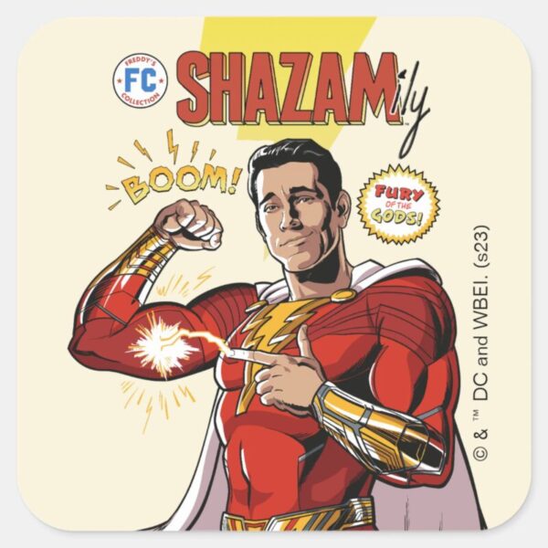 SHAZAM!_Fury_of_the_Gods___SHAZAMily_Comic_Cover_Square_Sticker_1 SHAZAM Fury Of The Gods SHAZAMily Comic Cover Square Sticker