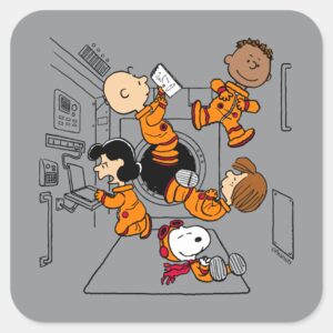 SPACE Peanuts Gang In Space Square Sticker