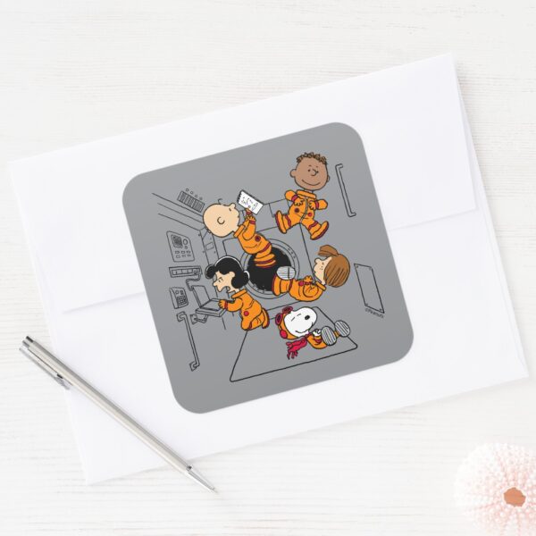 SPACE___Peanuts_Gang_in_Space_Square_Sticker_3 SPACE Peanuts Gang In Space Square Sticker