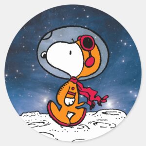 SPACE___Snoopy_Astronaut_Classic_Round_Sticker_1 SPACE Snoopy Astronaut Classic Round Sticker