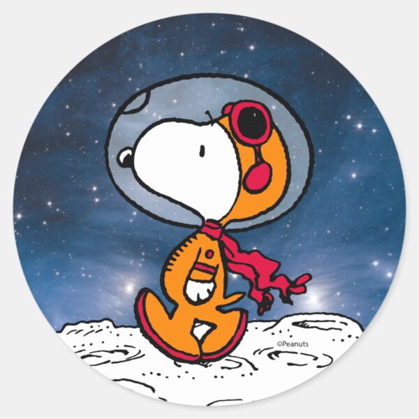 SPACE___Snoopy_Astronaut_Classic_Round_Sticker_1 SPACE Snoopy Astronaut Classic Round Sticker