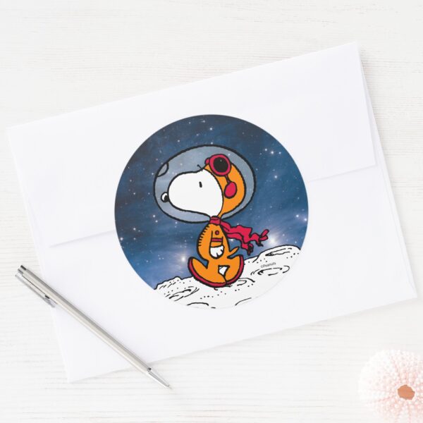 SPACE___Snoopy_Astronaut_Classic_Round_Sticker_3 SPACE Snoopy Astronaut Classic Round Sticker