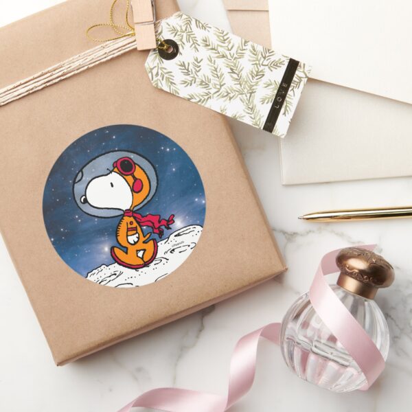 SPACE___Snoopy_Astronaut_Classic_Round_Sticker_5 SPACE Snoopy Astronaut Classic Round Sticker