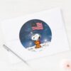 SPACE___Snoopy_With_Flag_Astronaut_Classic_Round_Sticker_3 SPACE Snoopy With Flag Astronaut Classic Round Sticker