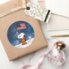 SPACE___Snoopy_With_Flag_Astronaut_Classic_Round_Sticker_5 SPACE Snoopy With Flag Astronaut Classic Round Sticker