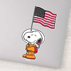 SPACE___Snoopy_With_Flag_Astronaut_Sticker_9 SPACE Snoopy With Flag Astronaut Sticker