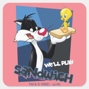 SYLVESTER™_&_TWEETY™__We'll_Play_Sandwich__Square_Sticker_1 SYLVESTER™ TWEETY™ Well Play Sandwich Square Sticker