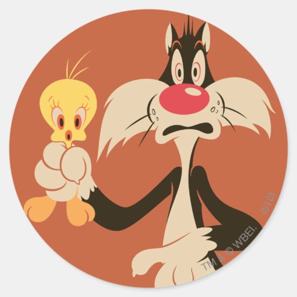 SYLVESTER™_with_TWEETY™_Classic_Round_Sticker_1 SYLVESTER™ With TWEETY™ Classic Round Sticker