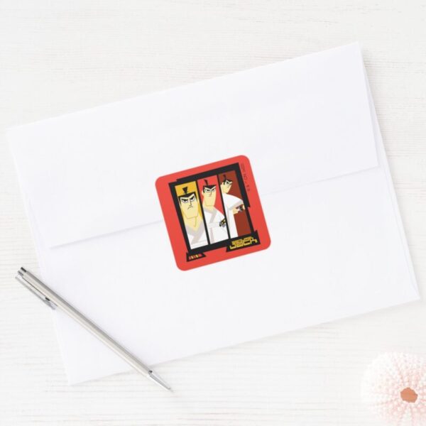 Samurai_Jack_Character_Tri-Panel_Futuristic_Frame_Square_Sticker_3 Samurai Jack Character Tri Panel Futuristic Frame Square Sticker