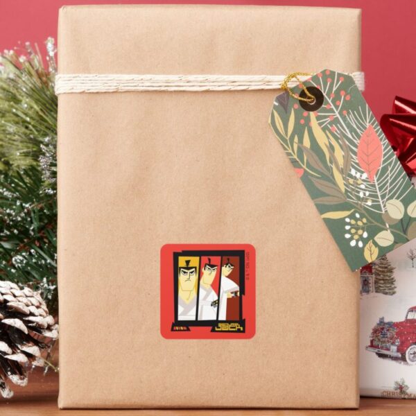 Samurai_Jack_Character_Tri-Panel_Futuristic_Frame_Square_Sticker_6 Samurai Jack Character Tri Panel Futuristic Frame Square Sticker