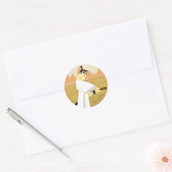 Samurai_Jack_Drawing_Sword_Classic_Round_Sticker_3 Samurai Jack Drawing Sword Classic Round Sticker