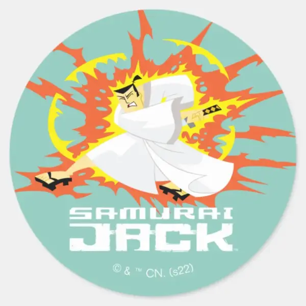 Samurai_Jack_Energy_Graphic_Classic_Round_Sticker_1 Samurai Jack Energy Graphic Classic Round Sticker
