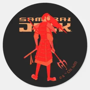 Samurai_Jack_Red_Warrior_Graphic_Classic_Round_Sticker_1 Samurai Jack Red Warrior Graphic Classic Round Sticker