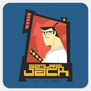 Samurai_Jack_Smiling_Futuristic_Frame_Graphic_Square_Sticker_1 Samurai Jack Smiling Futuristic Frame Graphic Square Sticker