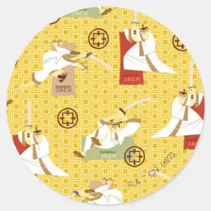 Samurai Jack Sword Poses Character Art Pattern Classic Round Sticker