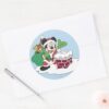Santa_Mickey_Going_Down_Chimney_Classic_Round_Sticker_3 Santa Mickey Going Down Chimney Classic Round Sticker