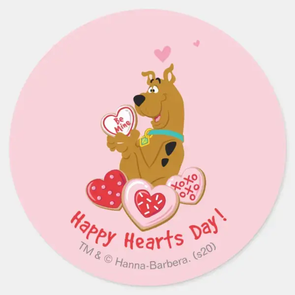 Scooby-Doo_-_Happy_Hearts_Day_Classic_Round_Sticker_1 Scooby Doo Happy Hearts Day Classic Round Sticker