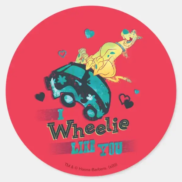 Scooby-Doo_-_I_Wheelie_Like_You_Classic_Round_Sticker_1 Scooby Doo I Wheelie Like You Classic Round Sticker