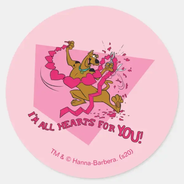 Scooby-Doo_-_I'm_All_Hearts_For_You_Classic_Round_Sticker_1 Scooby Doo Im All Hearts For You Classic Round Sticker